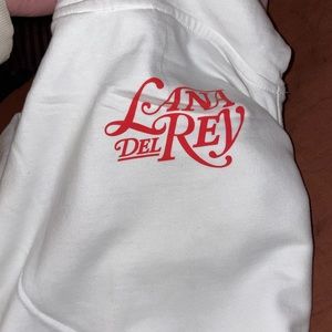 Lana Del Rey Cherry Embroidered Hoodie Lust For Life Era NWOT White XL
